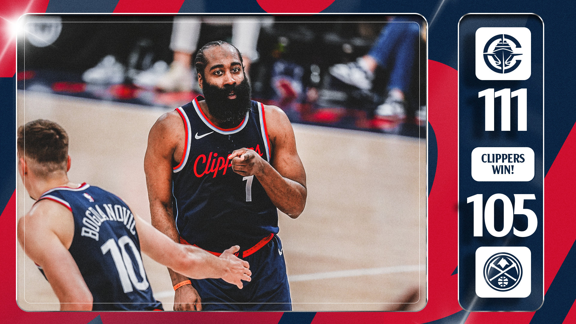 快船击败掘金，哈登再次被斥责表现糟糕